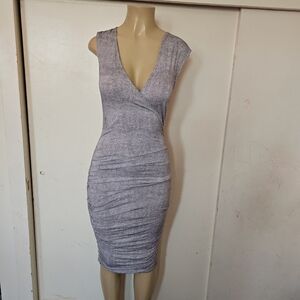 Massimo Gray Textured Midi Dress